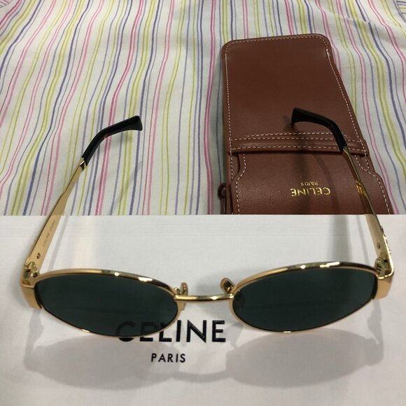 Celine Sunglasses Triomphe Gold Metal Oval - Picture 1 of 6